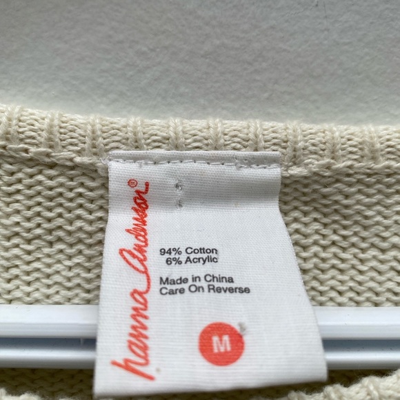 Vintage - Hanna Andersson Cream Knit Floral Pattern Sweater Scalloped Edge - Picture 9 of 10